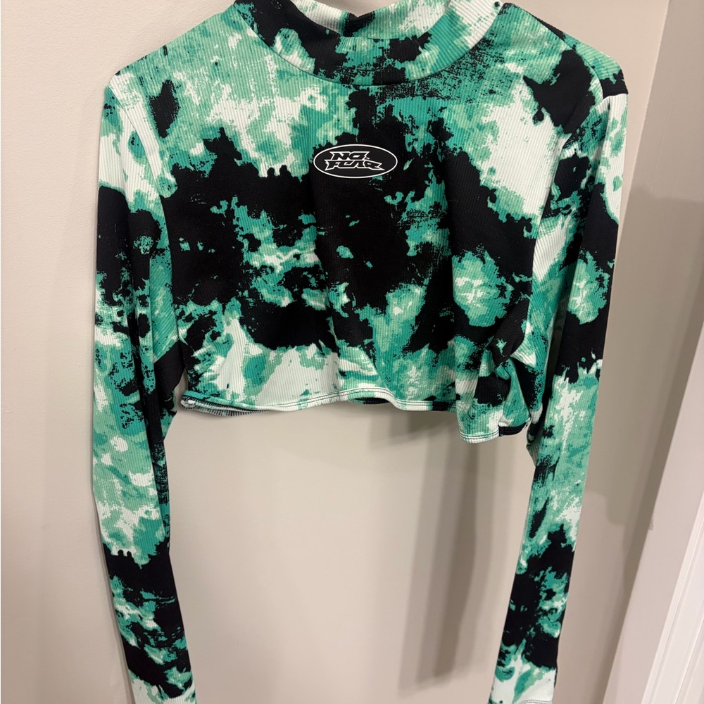 H&M Black and Green Tie-Dye Crop Top